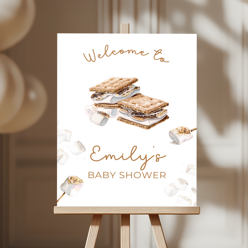Baby Shower Welcome Sign - Bonfire Marshmallows S'more To Love BS145