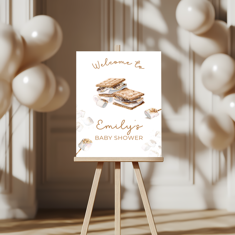 Baby Shower Welcome Sign - Bonfire Marshmallows S'more To Love BS145