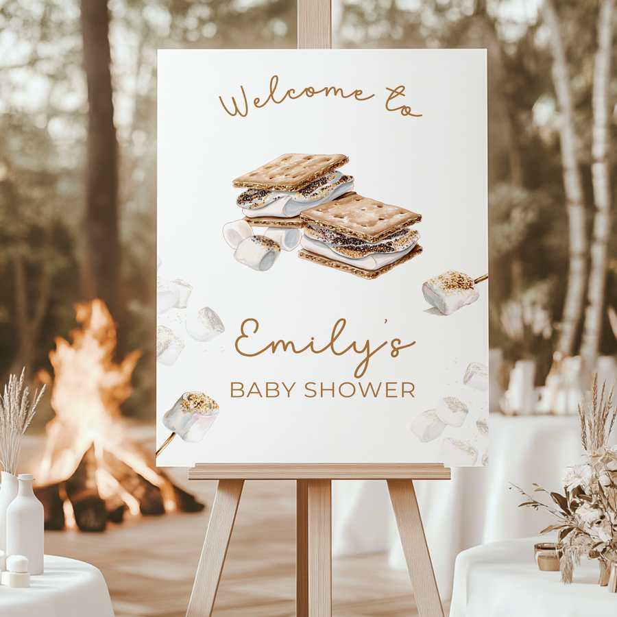 Baby Shower Welcome Sign - Bonfire Marshmallows S'more To Love BS145