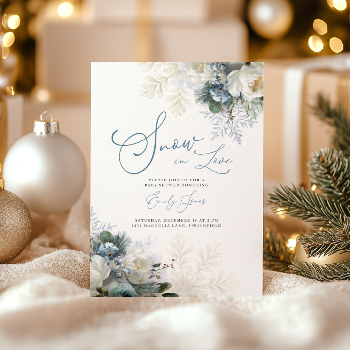 Snow in Love Winter Baby Shower Invitation BS265