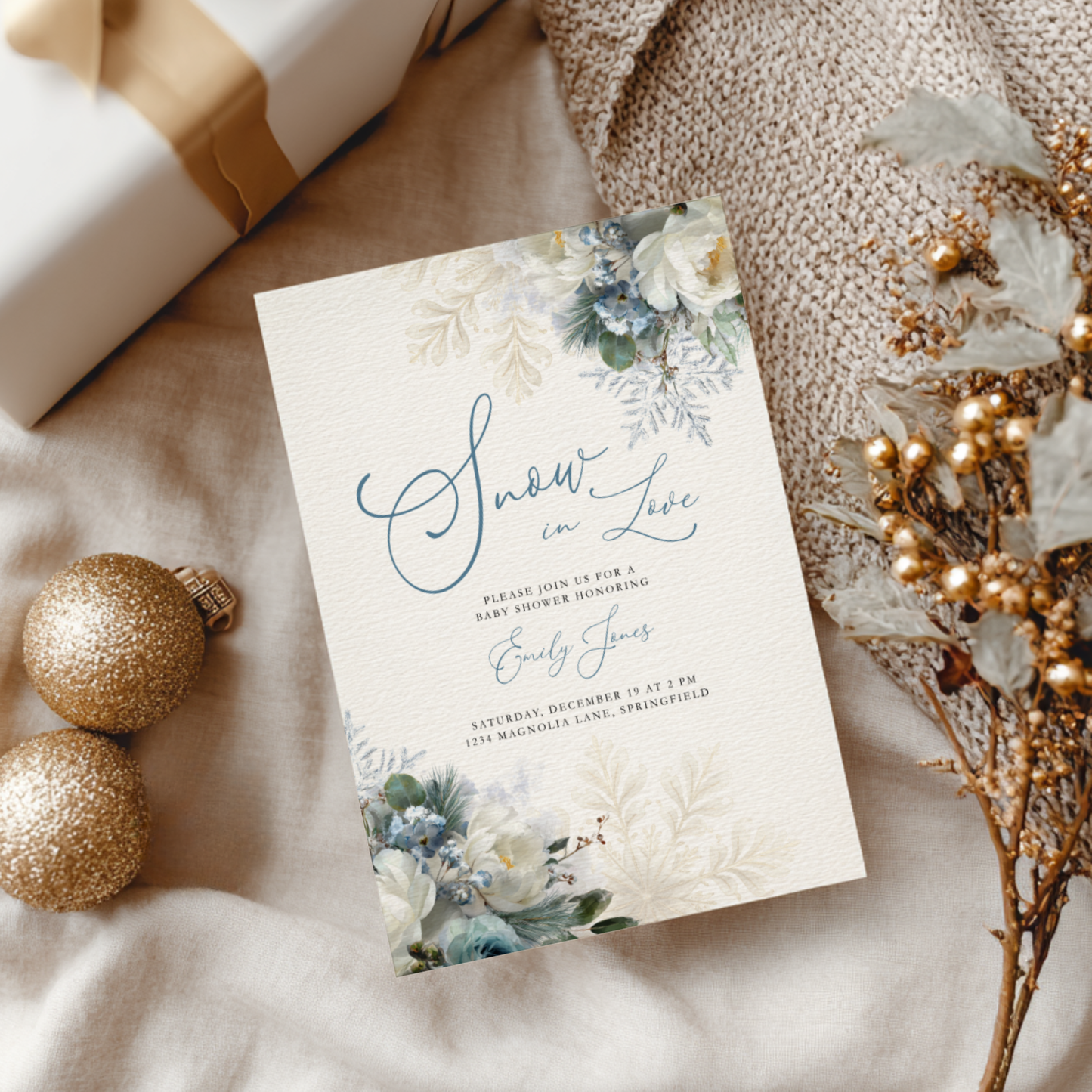 Snow in Love Winter Baby Shower Invitation BS265