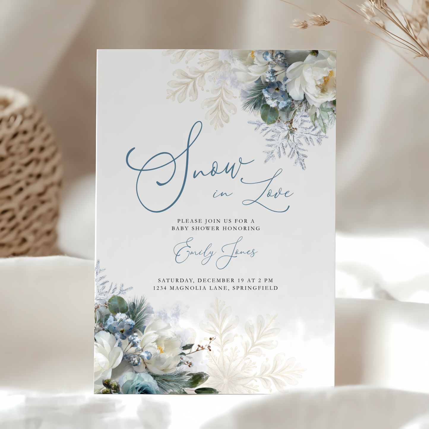 Snow in Love Winter Baby Shower Invitation BS265