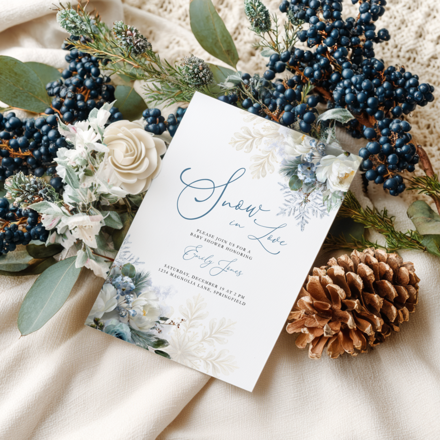 Snow in Love Winter Baby Shower Invitation BS265