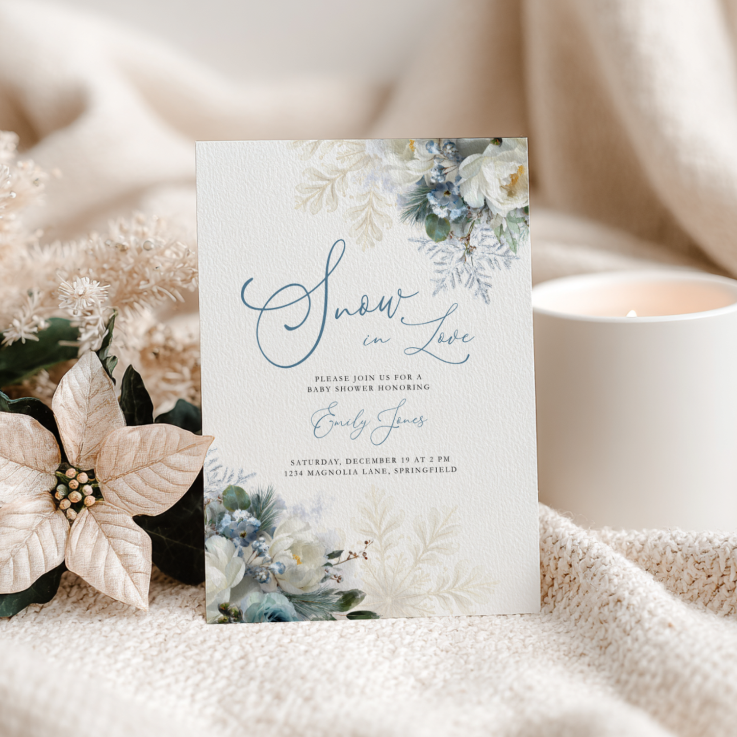 Snow in Love Winter Baby Shower Invitation BS265