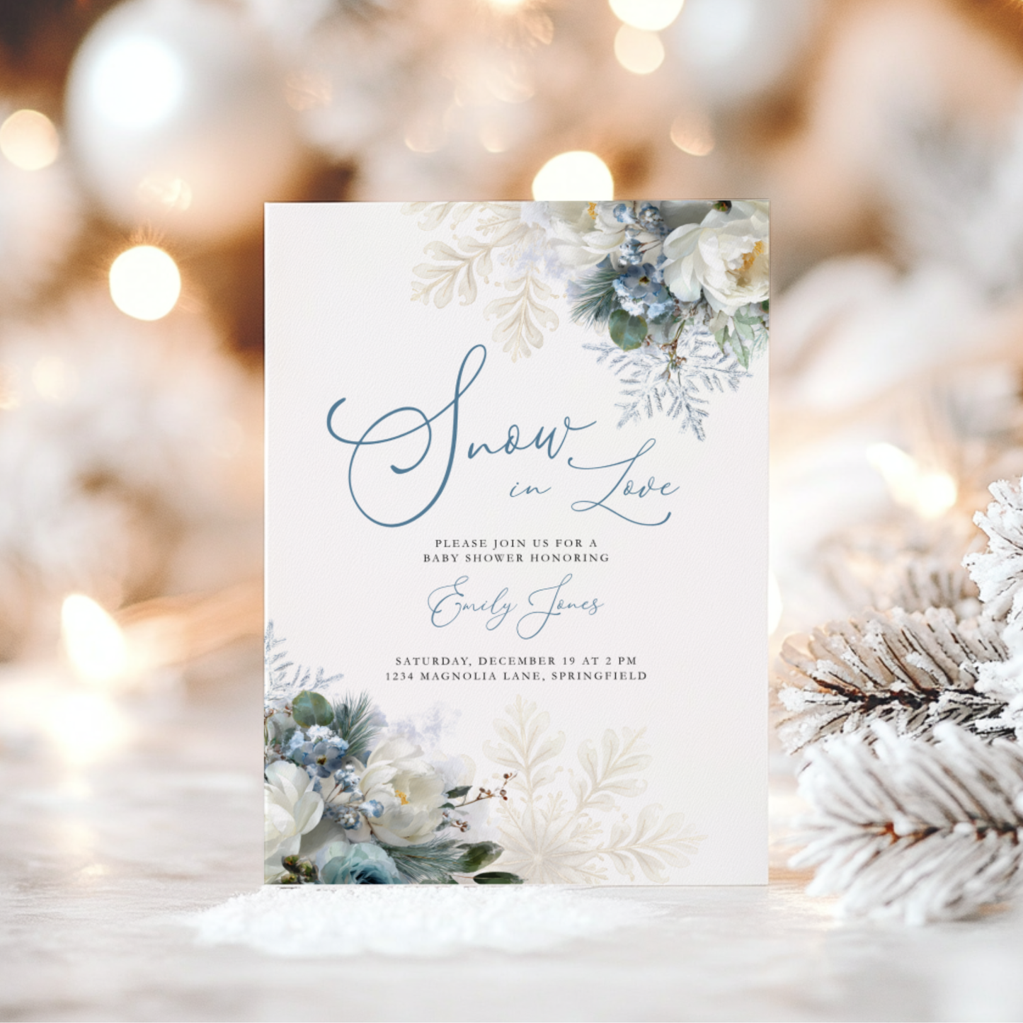 Snow in Love Winter Baby Shower Invitation BS265