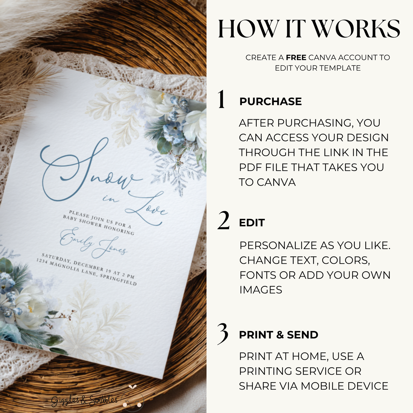 Snow in Love Winter Baby Shower Invitation BS265