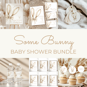 Baby Shower Mega Bundle - Some Bunny Is On The Way Beige Easter Bow BS76