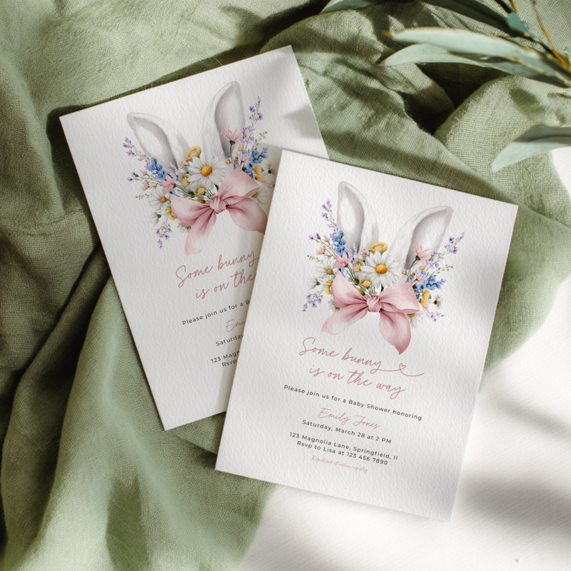 Floral Some Bunny Is On The Way Baby Shower Invitation BS286