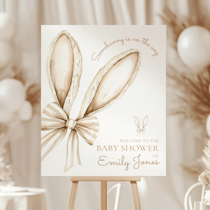 Baby Shower Mega Bundle - Some Bunny Is On The Way Beige Easter Bow BS76