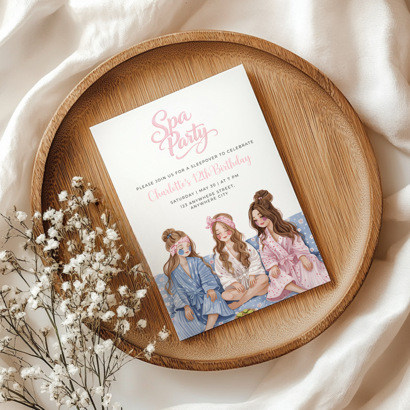 Spa Pajama Party Invitation L124