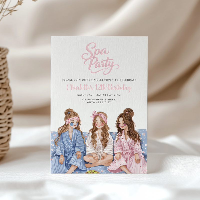 Spa Pajama Party Invitation L124