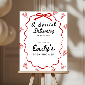 Baby Shower Welcome Sign - Pizza Special Delivery Is On The Way BS137