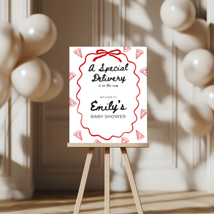 Baby Shower Welcome Sign - Pizza Special Delivery Is On The Way BS137
