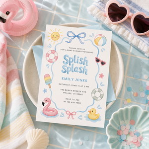 Splish Splash Pastel Baby Shower Invitation L137