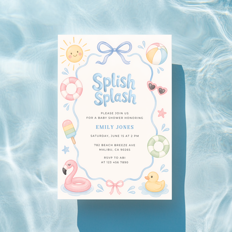 Splish Splash Pastel Baby Shower Invitation L137