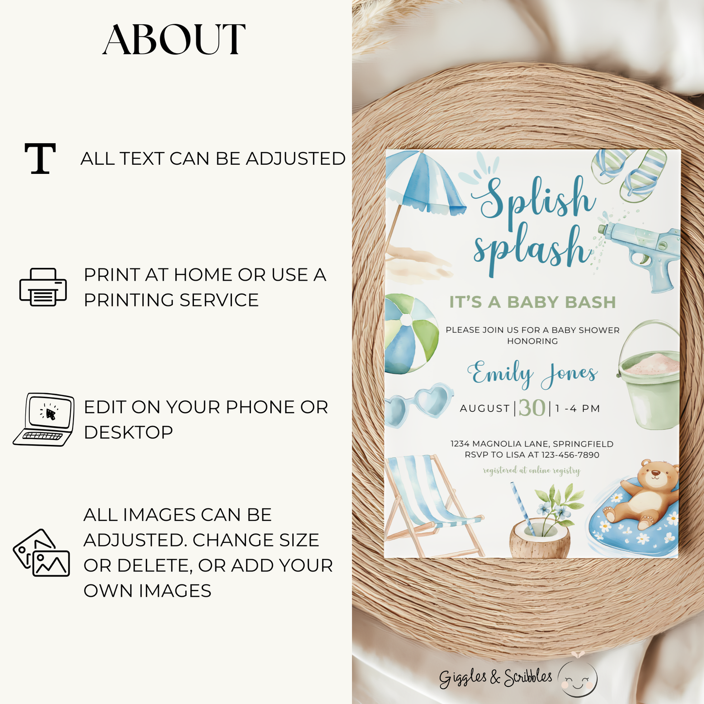 Baby Shower Mega Bundle - Splish Splash Baby Bash Summer Pool Party BS142