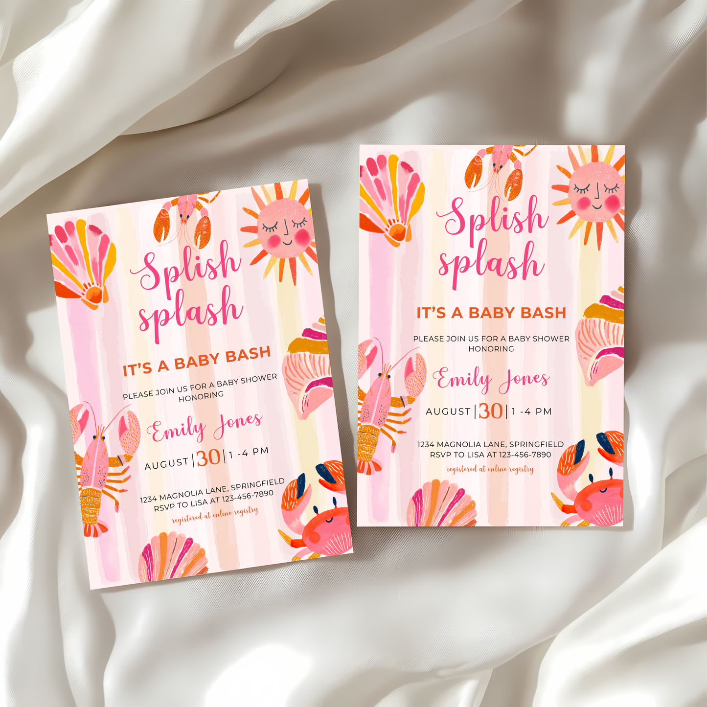 Baby Shower Invitation - Splish Splash Baby Bash Vibrant Summer Pool Party BS157