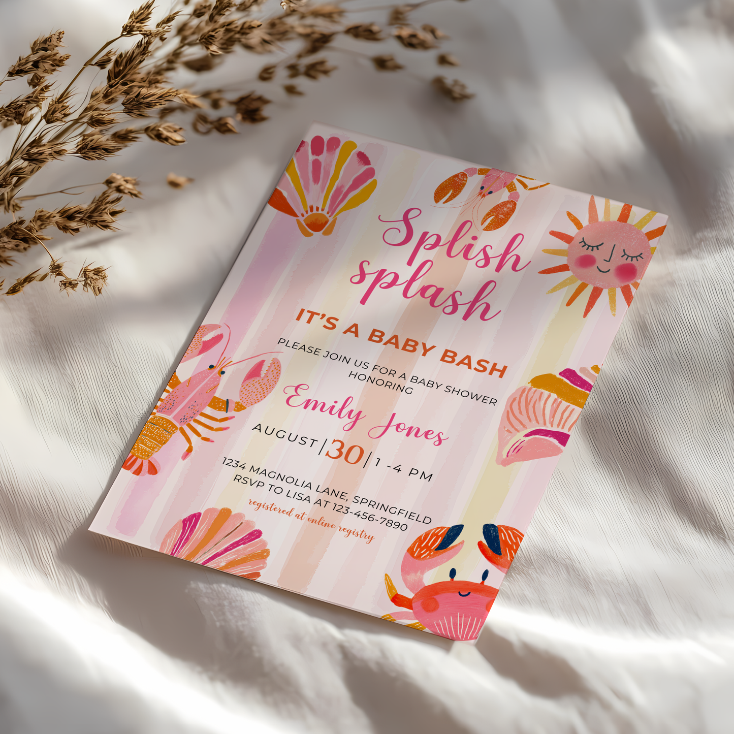 Baby Shower Invitation - Splish Splash Baby Bash Vibrant Summer Pool Party BS157