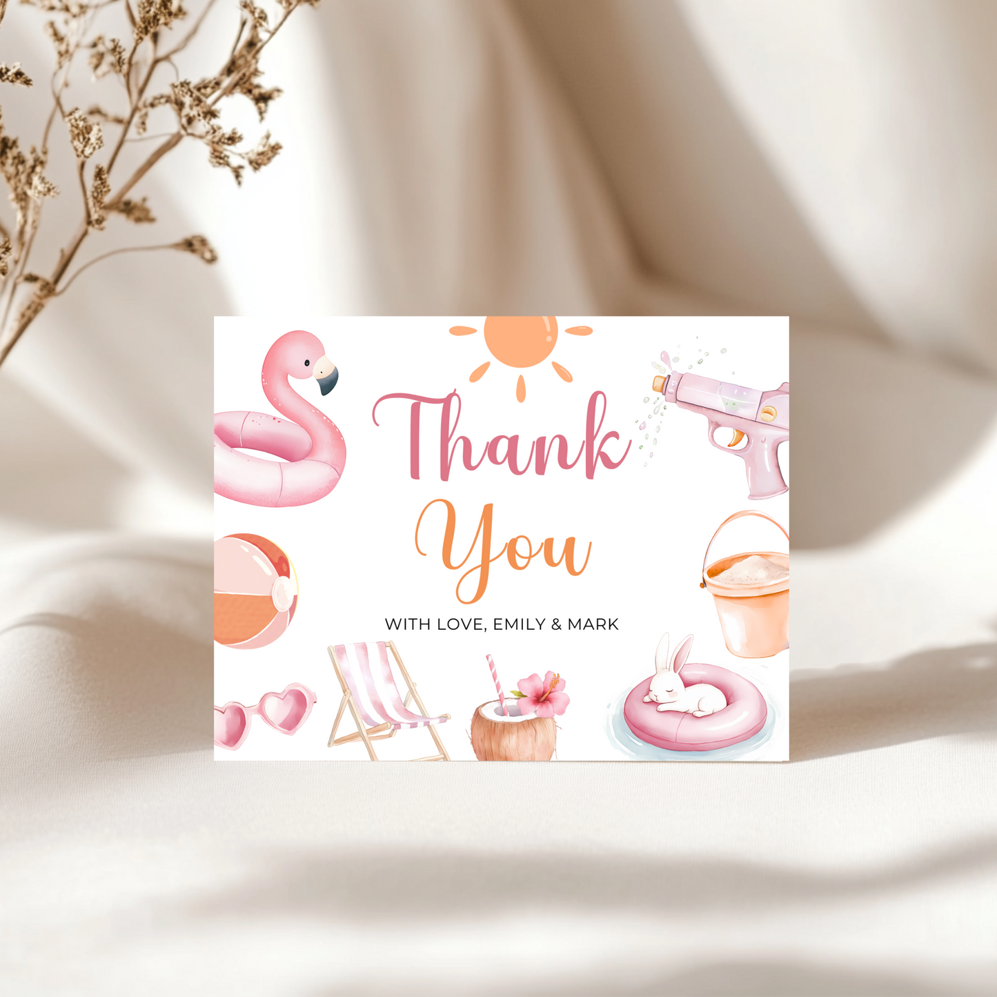 Baby Shower Invitation Bundle - Pink Pool Party Splish Splash Summer Bash BS141