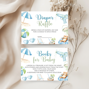 Baby Shower Invitation Bundle - Blue Splish Splash Baby Bash Pool Party Beach BS142