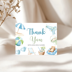 Baby Shower Invitation Bundle - Blue Splish Splash Baby Bash Pool Party Beach BS142
