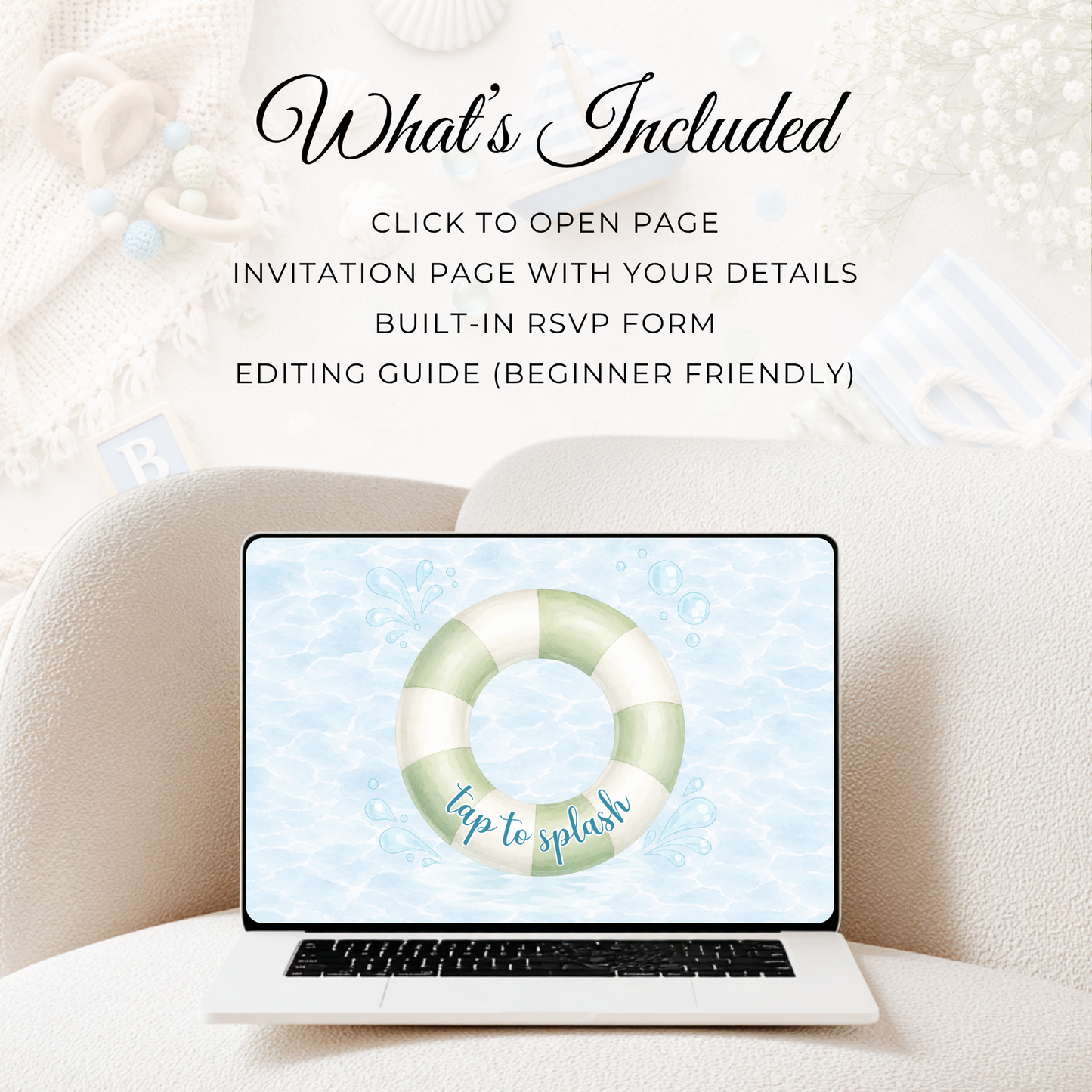 Splish Splash Baby Shower Website Invitation with RSVP BS142