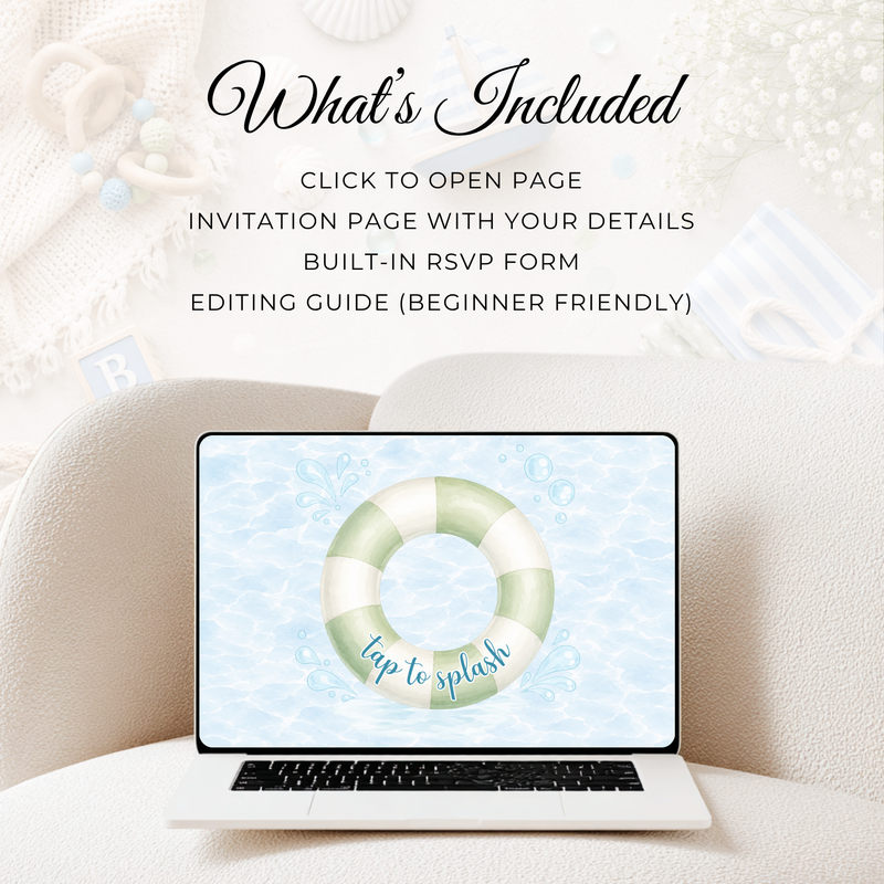 Splish Splash Baby Shower Website Invitation with RSVP BS142