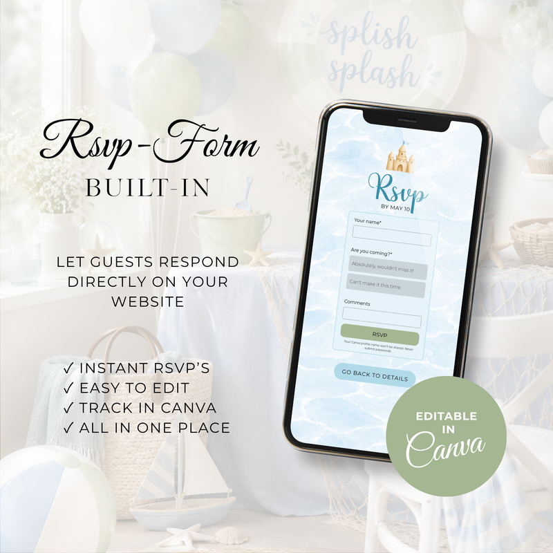 Splish Splash Baby Shower Website Invitation with RSVP BS142
