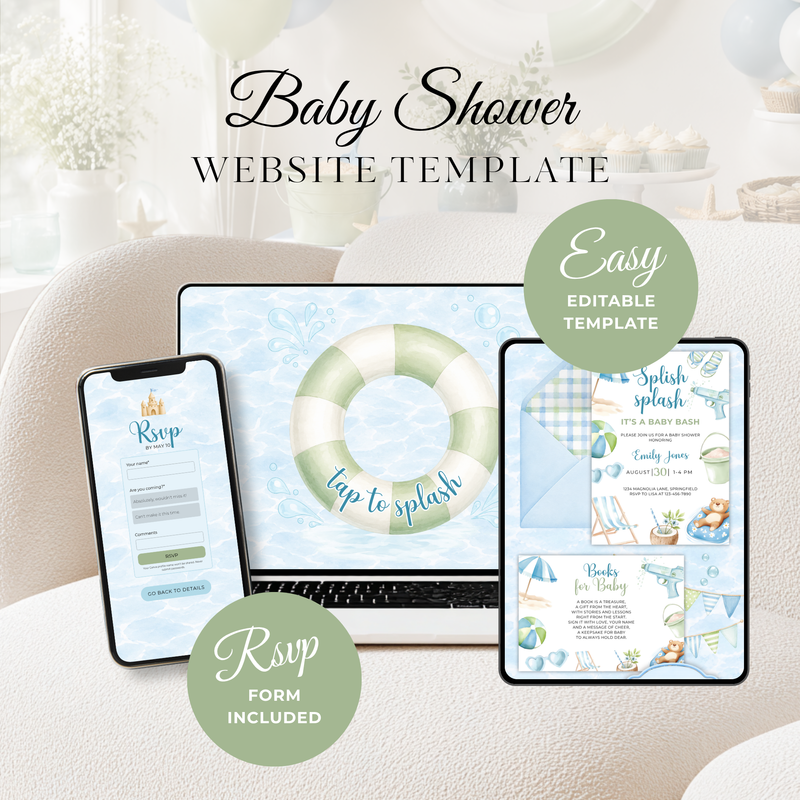 Splish Splash Baby Shower Website Invitation with RSVP BS142