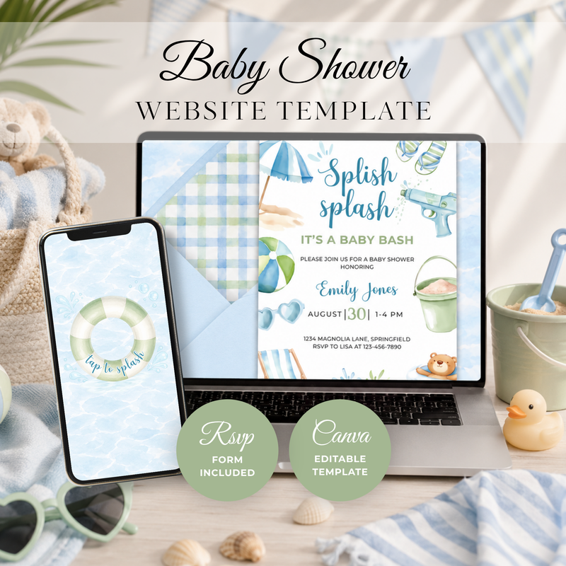 Splish Splash Baby Shower Website Invitation with RSVP BS142