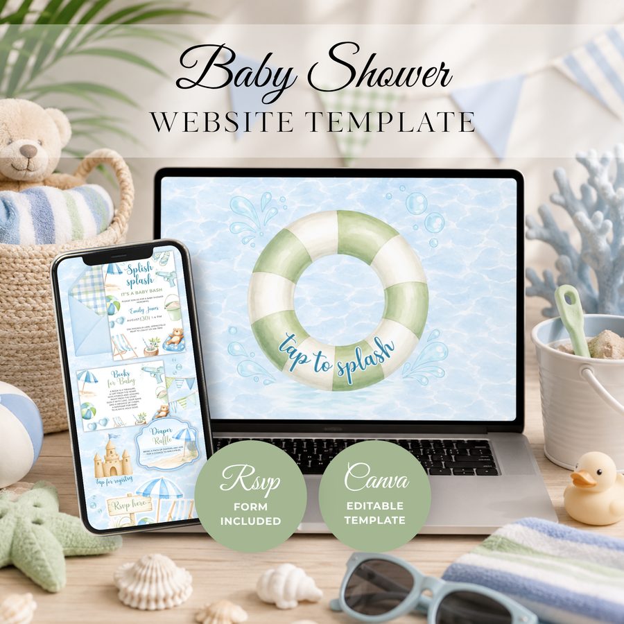 Splish Splash Baby Shower Website Invitation with RSVP BS142