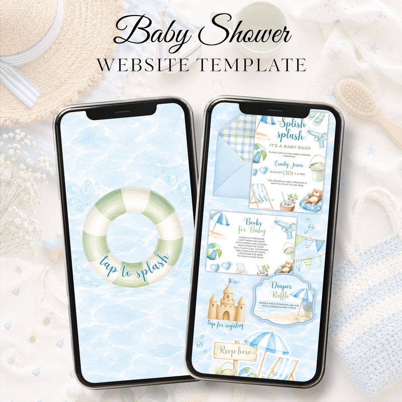 Splish Splash Baby Shower Website Invitation with RSVP BS142