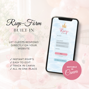 Pink Splish Splash Baby Shower Website Invitation with RSVP BS141