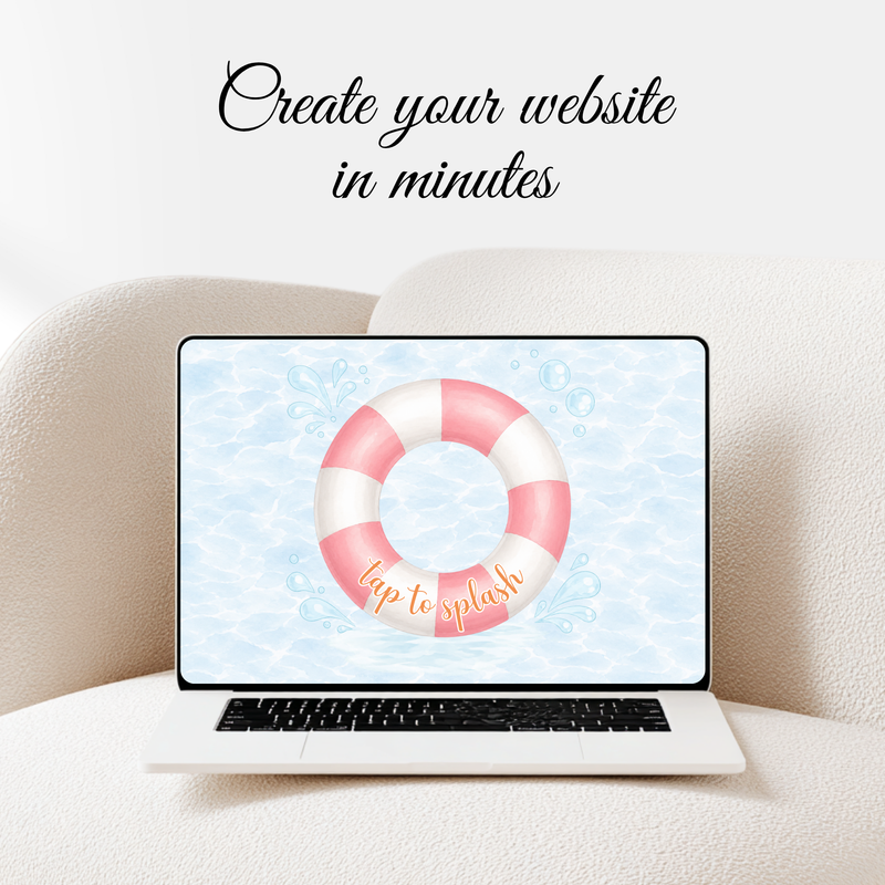 Pink Splish Splash Baby Shower Website Invitation with RSVP BS141