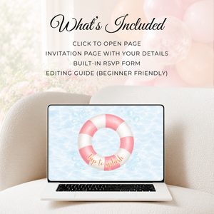 Pink Splish Splash Baby Shower Website Invitation with RSVP BS141