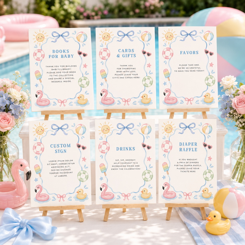 Splish Splash Baby Shower Table Sign Bundle L137