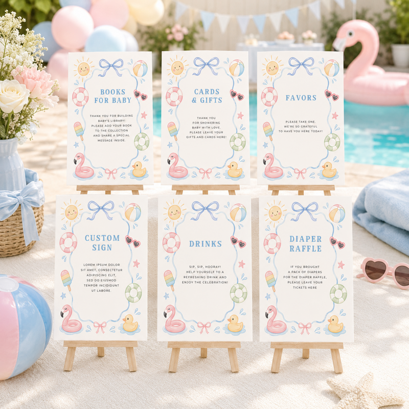 Splish Splash Baby Shower Table Sign Bundle L137