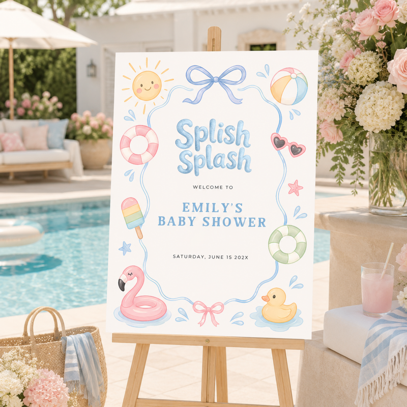 Splish Splash Baby Shower Welcome Sign Template L137
