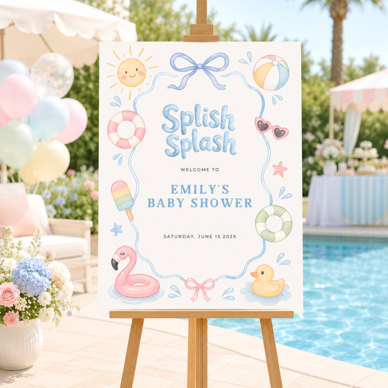 Splish Splash Baby Shower Welcome Sign Template L137
