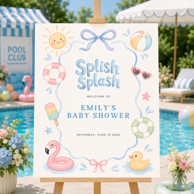 Splish Splash Baby Shower Welcome Sign Template L137