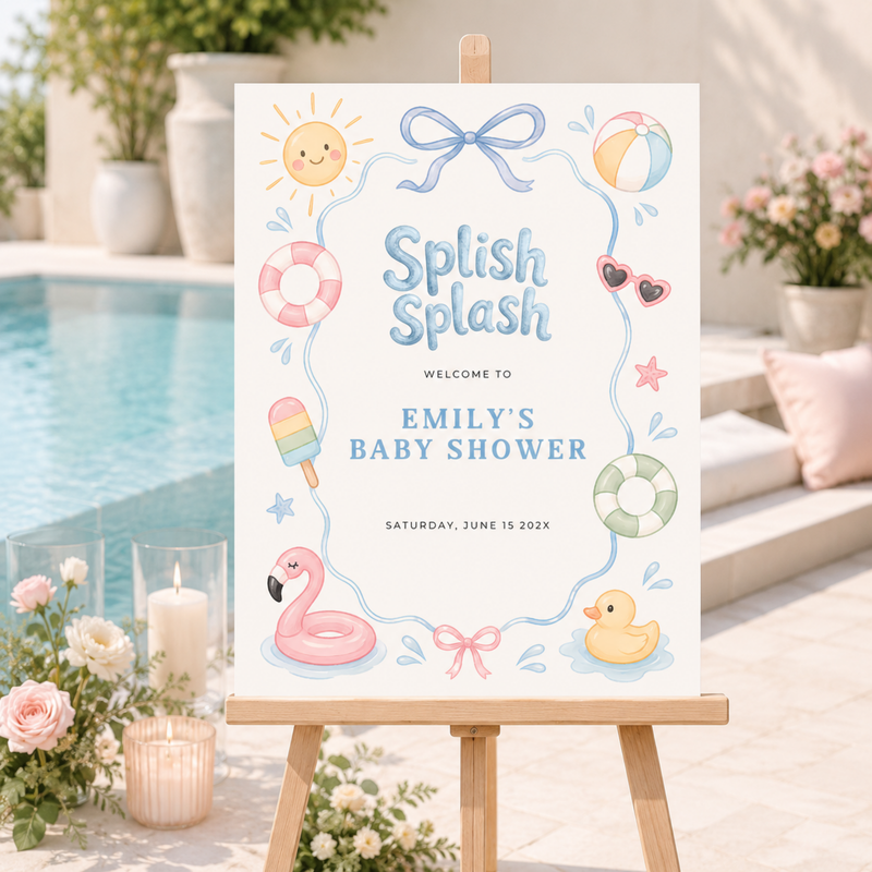 Splish Splash Baby Shower Welcome Sign Template L137