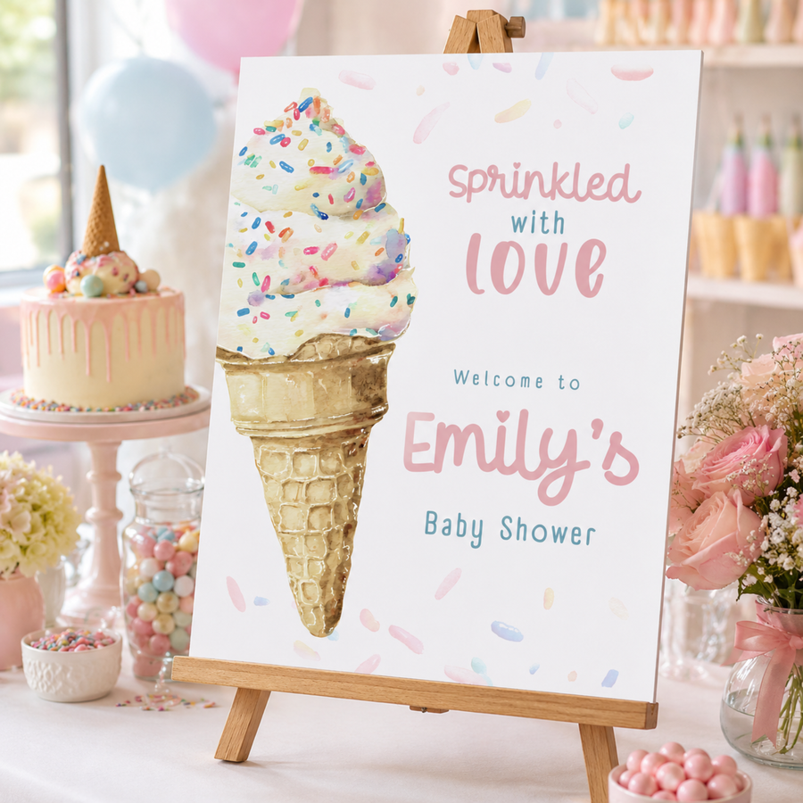 Sprinkled With Love Baby Shower Welcome Sign Ice Cream BS195