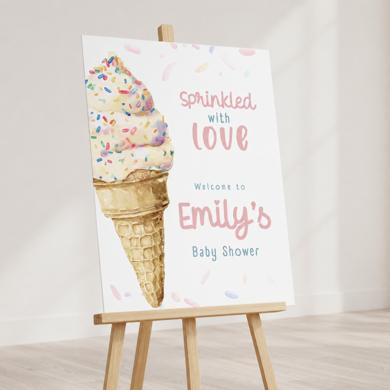 Sprinkled With Love Baby Shower Welcome Sign Ice Cream BS195