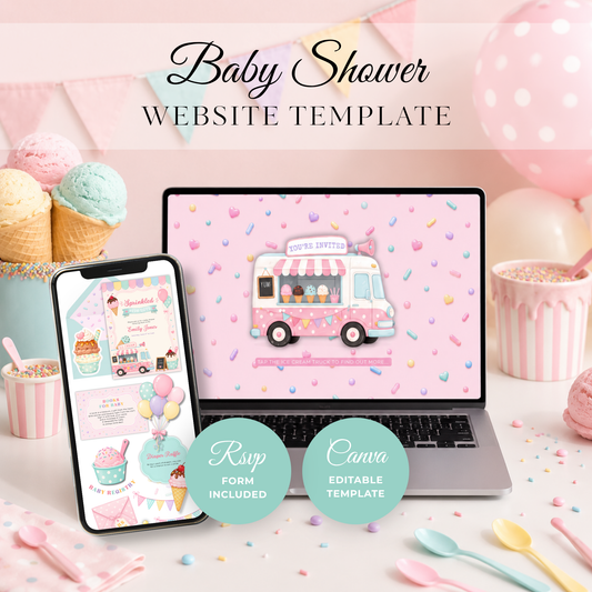Sprinkled with Love Ice Cream Baby Shower Website Invitation with RSVP BS308