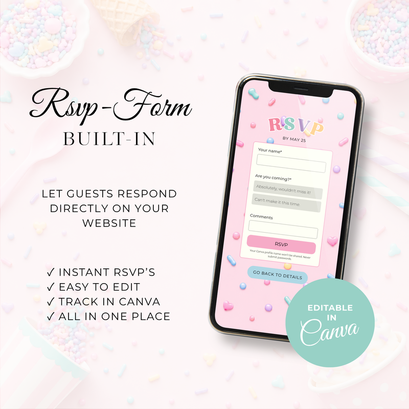 Sprinkled with Love Ice Cream Baby Shower Website Invitation with RSVP BS308