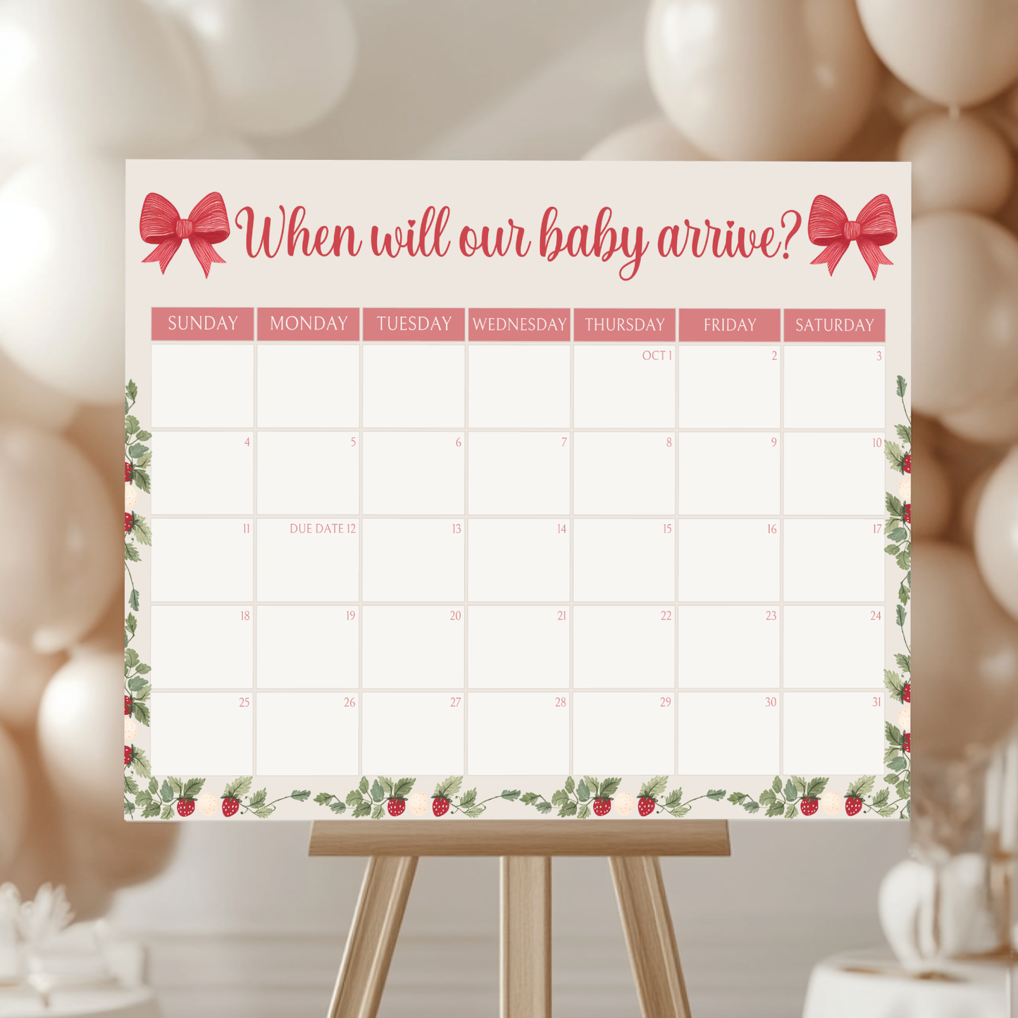 Baby Shower Mega Bundle - Beige Strawberry Berry Sweet Vintage Floral BS63