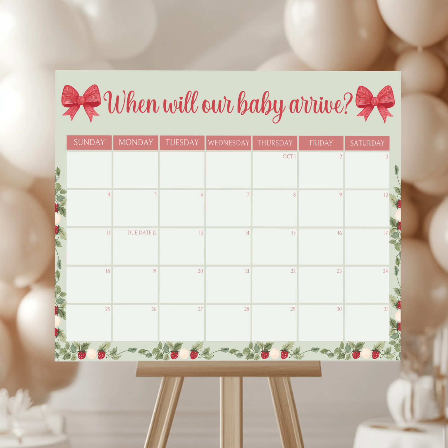 Baby Shower Mega Bundle - Green Strawberry Berry Sweet Vintage Floral BS63