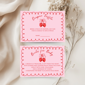 Baby Shower Invitation Bundle - Berry Sweet Coquette Pink Strawberry Grandmillennial BS151