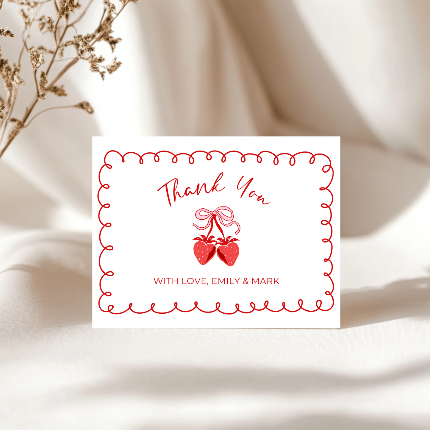 Baby Shower Invitation Bundle - Minimalistic Strawberry Berry Sweet Grandmillennial Coquette White BS151