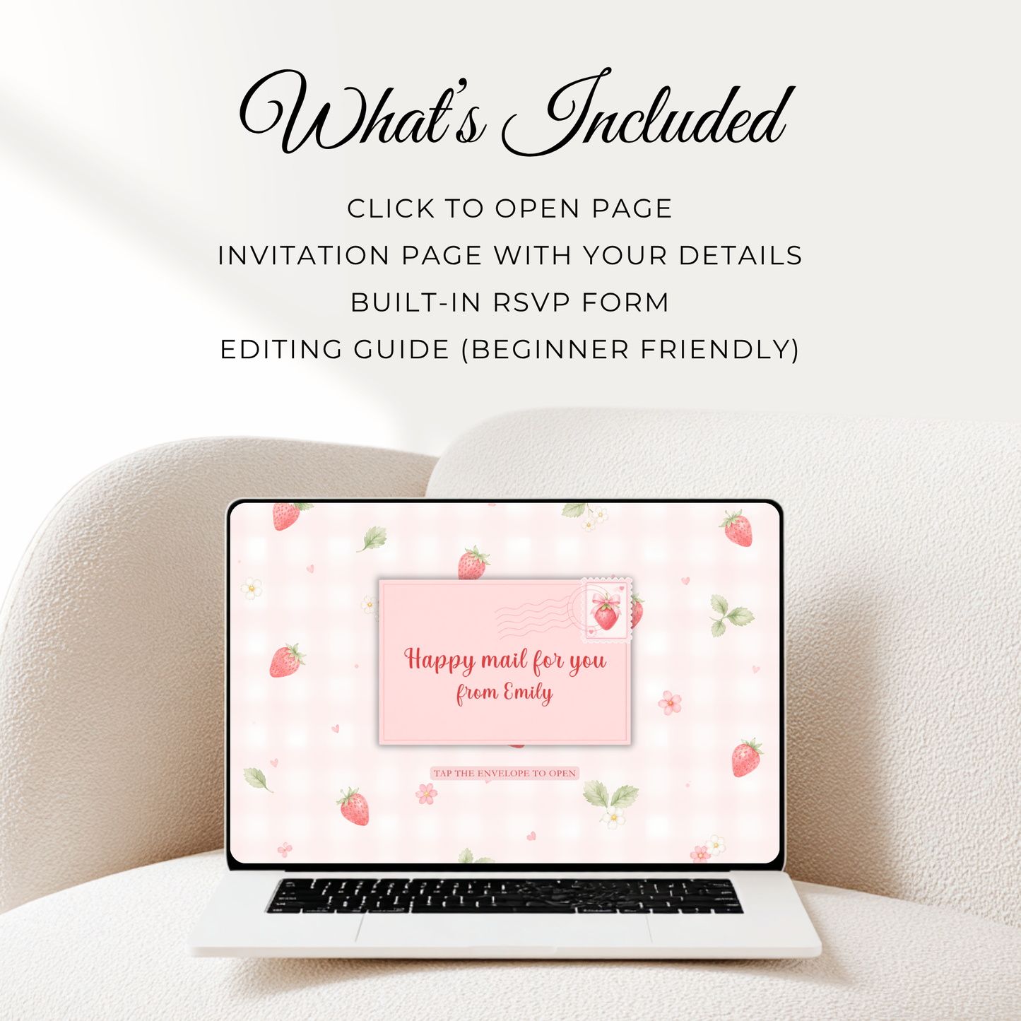 Strawberry Baby Shower Invitation Website with RSVP BS307